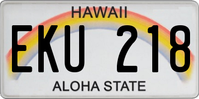 HI license plate EKU218