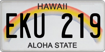 HI license plate EKU219