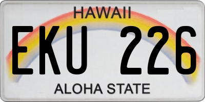 HI license plate EKU226