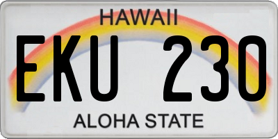 HI license plate EKU230