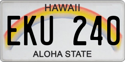 HI license plate EKU240