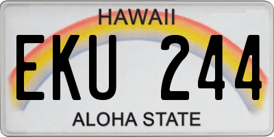 HI license plate EKU244
