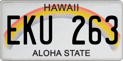 HI license plate EKU263