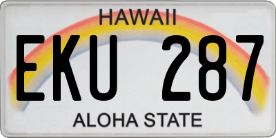 HI license plate EKU287