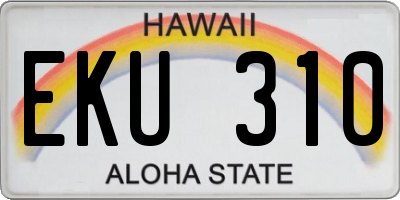 HI license plate EKU310