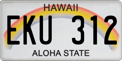 HI license plate EKU312
