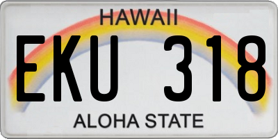 HI license plate EKU318