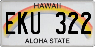 HI license plate EKU322
