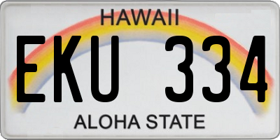 HI license plate EKU334