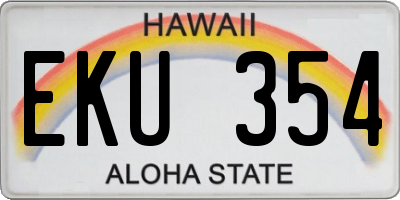 HI license plate EKU354