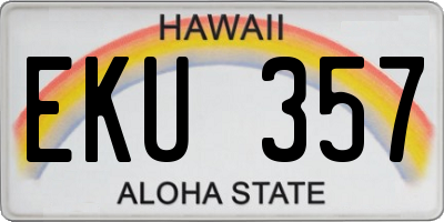 HI license plate EKU357