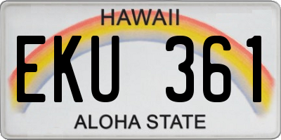 HI license plate EKU361