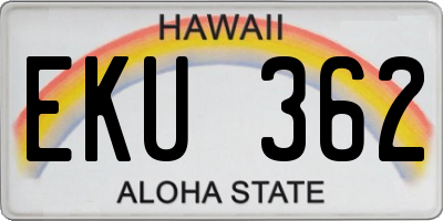 HI license plate EKU362
