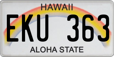 HI license plate EKU363