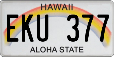 HI license plate EKU377