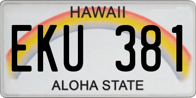 HI license plate EKU381