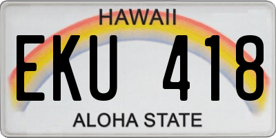 HI license plate EKU418