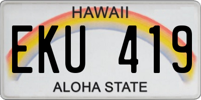 HI license plate EKU419