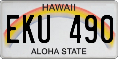 HI license plate EKU490