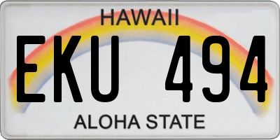 HI license plate EKU494