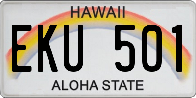 HI license plate EKU501