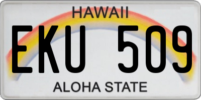 HI license plate EKU509
