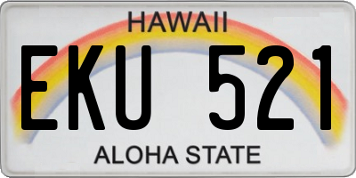 HI license plate EKU521