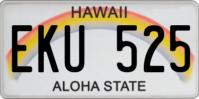 HI license plate EKU525
