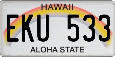 HI license plate EKU533