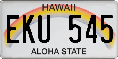 HI license plate EKU545
