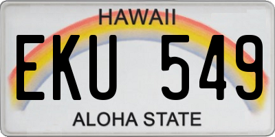 HI license plate EKU549