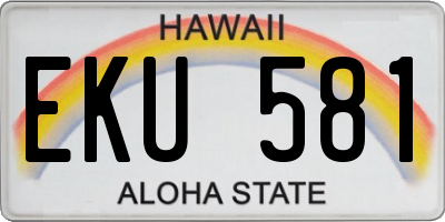 HI license plate EKU581