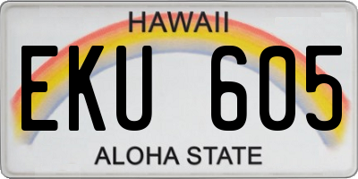HI license plate EKU605