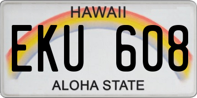 HI license plate EKU608