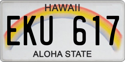 HI license plate EKU617