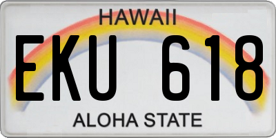 HI license plate EKU618