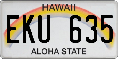 HI license plate EKU635