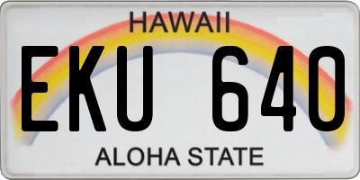 HI license plate EKU640
