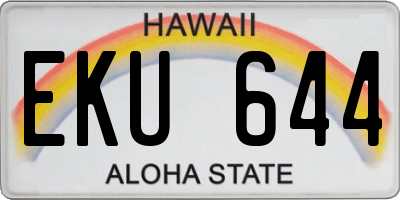 HI license plate EKU644