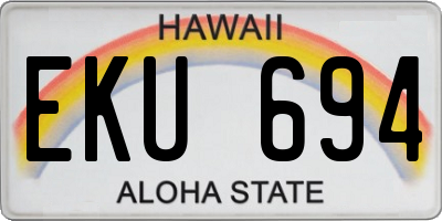 HI license plate EKU694