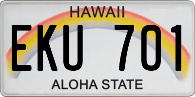 HI license plate EKU701