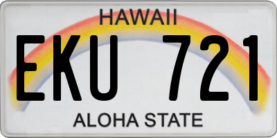 HI license plate EKU721