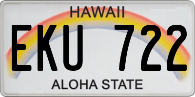 HI license plate EKU722