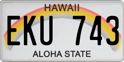 HI license plate EKU743