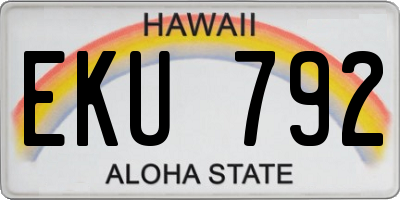 HI license plate EKU792