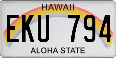 HI license plate EKU794