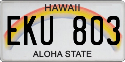 HI license plate EKU803