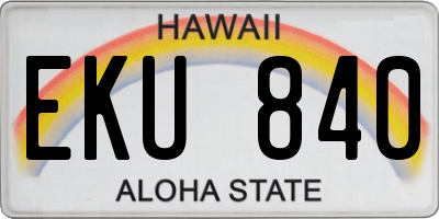 HI license plate EKU840