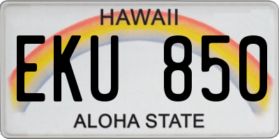 HI license plate EKU850