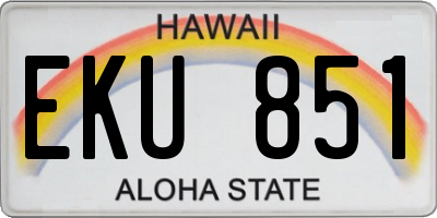 HI license plate EKU851